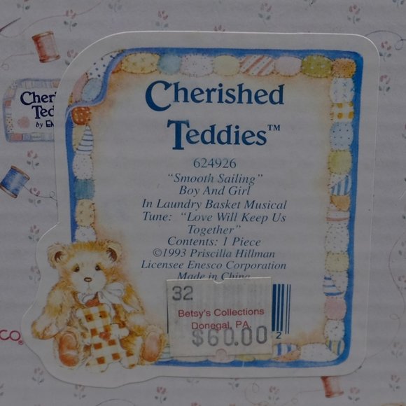 Cherished Teddies Smooth Sailing Wind Up Music Figurine Sailboat Vintage 1993 - Picture 7 of 10